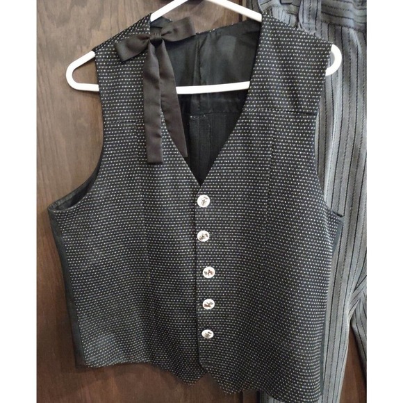 Western Dress Vest Pants Set Metallic Equestrian Black Waistcoat Mens Medium 32 - Picture 2 of 16